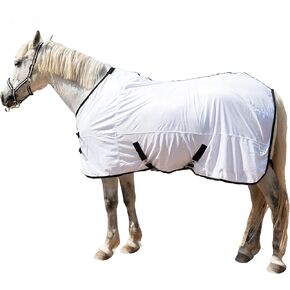 Horse Fly Sheet Equine Summer Sheets, Comfy Mesh Bug and Mosquito Protection Standard Neck - White 72"