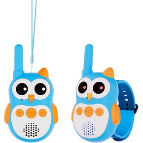 RETEVIS RT30W Walkie Talkies للأطفال القابلة لإعادة الشحن ، هدايا ألعاب البومة للفتيان ، والأطفال الذين يمكن ارتداؤهم walkie مع عيون LED ، وألعاب في الهواء الطلق ، وهدايا أعياد الميلاد ، والتخييم ، والألعاب العائلية (زوج واحد)