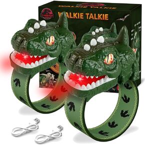 Talkies Walkie Talkies DinoSaur القابلة لإعادة الشحن للأطفال ، 2 Pack T-Rex Camping Gear Outdoor Toys Long Range عيد ميلاد عيد الفصح Stockers Stockers for 6 Age+ Boys Girls