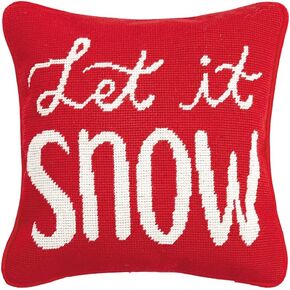 Peking Handicraft 31JES196C12SQ Let it Snow Needlepoint Pillow, 12-inch Square, Wool and Cotton