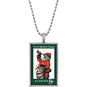 American Coin Treasures TWAS The Night Before United States Postage Stamp Ball Chain Pendant Necklace
