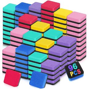 96 Pack Dry Erase Erasers, Mini Magnetic Dry Erase Eraser Bulk, Square Colorful White Board Dry Erasers, Ideal Chalkboard Cleansers, Perfect for Kids Classroom, Home and Office (1.97 x 1.97 Inch)