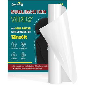 Lzerking Sublimation Htv for Dark Fabric 20 Sheets (5 Sheets 12" x 10" Matte Sublimation Vinyl, 15 Sheets 8.5" x 11" Sublimation Paper), Easy Subli Heat Transfer Vinyl for Cotton Shirts, Pillow, Gifts