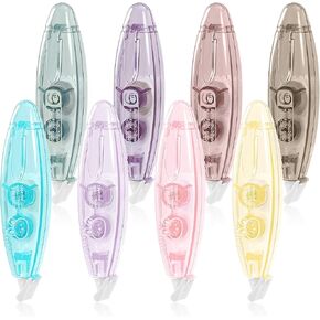 BAYTORY 8 Pcs White Correction Tape, Aesthetic Pull Out Tape 0.2" x 236" for Instant Corrections and Easy to Use Applicator, Correct Wrong Writing for Teacher & Classroom supplies (Pastel)