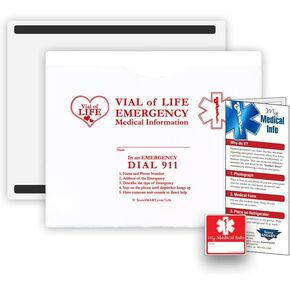 STORE SMART - Vial of Life: Medical Info Pocket - Letter Size - Magnetic Back - 5-Pack - Red - VOLFJ85PQRM-5