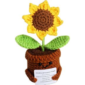 Inspirational Gifts for Women, Positive Crochet Animals, Emotional Support Home Decor Knitting Flower, Handmade Crochet Sunflower Motivational Gifts for Women