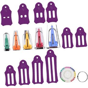 Housoutil 1Set Sewing Bias Tape Makers Kit with Folding Fabric Tools Needles Essential Sewing Supplies for Quilting Dressmaking and DIY Projects for Crafting Enthusiasts