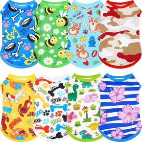 8PCS/Pack Dog Shirts Pink for Small Dog Girl Female Sleeveless T Shirts Cats Doggie Puppy Tank Top Tee Vest