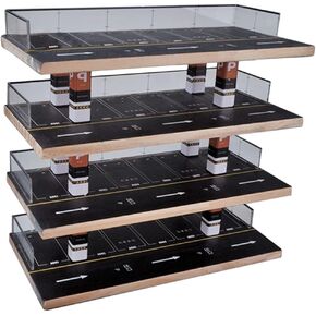 Milageto 1/64 4 Floors Wooden Diorama Parking Lot Scene Model Toys, Car Display Rack Collection Mini Garage Model Tabletop Decoration Children Gifts Educational Toys for Car Storage