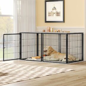 Rophefx Large Dog Crate, 63.7 Inch Metal Dog Kennels, Dog Crates for Medium Dogs, Extra Large Dog Cage Indoor, Black(63.7" L x 34.2" W x 31.7" H)