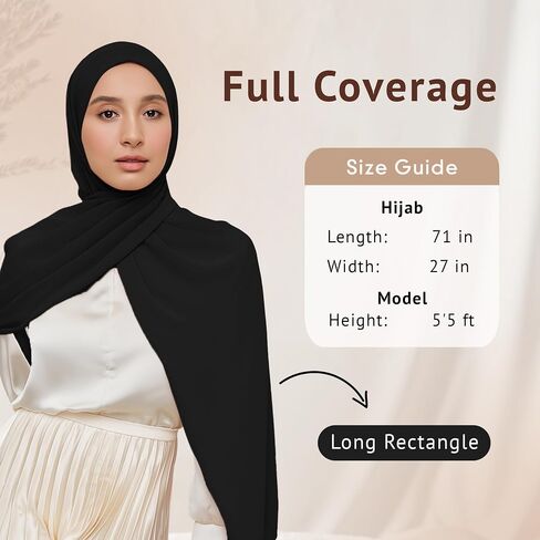 VOILE CHIC Small Luxury Chiffon Hijab Scarf for Women - Made in Turkey - Muslim Head Scarf Wrap - White in Saudi Arabia