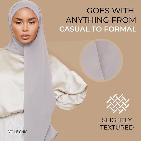 وشاح حجاب شيفون فاخر صغير الحجم من VOILE CHIC للنساء - صنع في تركيا - وشاح رأس إسلامي - أبيض in Kuwait