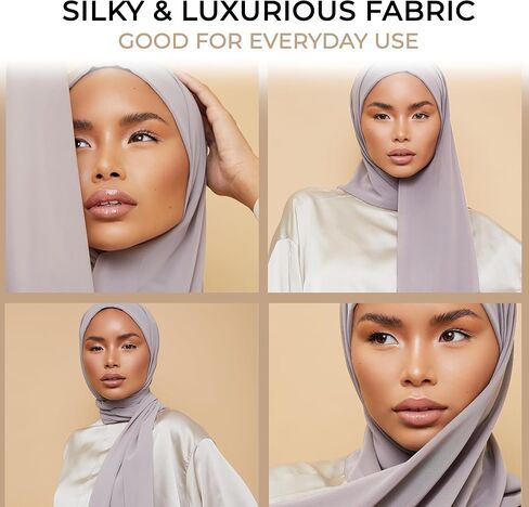 وشاح حجاب شيفون فاخر صغير الحجم من VOILE CHIC للنساء - صنع في تركيا - وشاح رأس إسلامي - أبيض in Kuwait