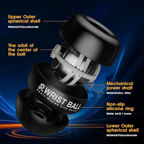Wrist Trainer Ball Auto-Start Wrist Strengthener Gyroscopic Forearm Exerciser Gyro Ball for Strengthen Arms, Fingers, Wrist Bones and Muscles in Kuwait