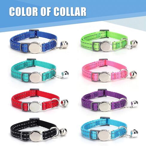 Personalized Engraved Cat Collar|Breakaway Safety Round Buckle|Reflective Adjustable Collar with ID Name Tag & Bell for Kittens & Puppies Cats,Red (7.5'' - 12'') in Saudi Arabia
