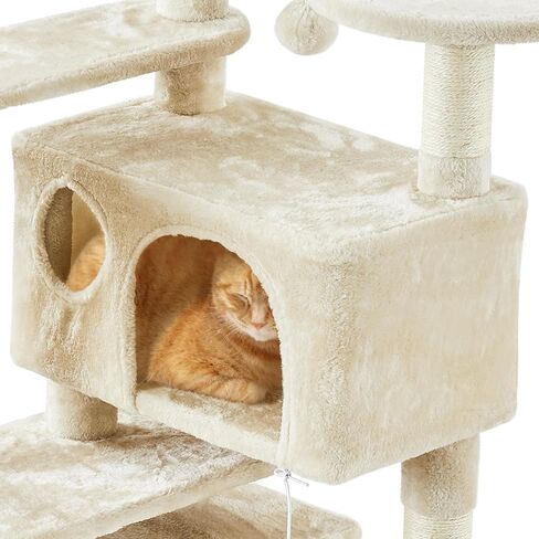 Topeakmart 57 inches Multi-Level Cat Tree Cat Condo with Scratching Posts Kittens Activity Tower Pet Play House Furniture in Kuwait