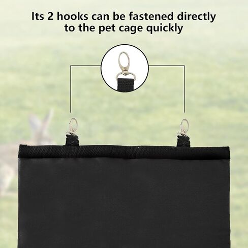 2Pcs Rabbit Hay Feeder Bag, Bunny Guinea Pig Hay Feeder Holder Bag for Rabbits, Hanging Hay Package with Back Hooks, Dispensers Small Animal Food Storage Supplies for Rabbits Bunny(Black, 3 Windows) in Saudi Arabia