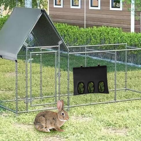 2Pcs Rabbit Hay Feeder Bag, Bunny Guinea Pig Hay Feeder Holder Bag for Rabbits, Hanging Hay Package with Back Hooks, Dispensers Small Animal Food Storage Supplies for Rabbits Bunny(Black, 3 Windows) in Saudi Arabia