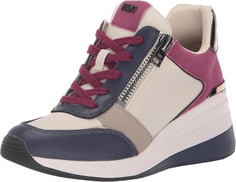 DKNY Women's Kaden-Lace Up Wedg Sneaker, BLK/DK Gun, 6.5 in Saudi Arabia