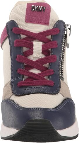 DKNY Women's Kaden-Lace Up Wedg Sneaker, BLK/DK Gun, 6.5 in Saudi Arabia