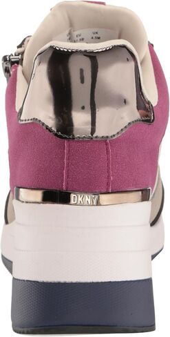 DKNY Women's Kaden-Lace Up Wedg Sneaker, BLK/DK Gun, 6.5 in Saudi Arabia