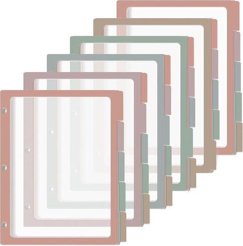 30pcs/6 set 3 مقسمات الموثق الحلقة مع علامات تبويب 5 مقاطعات صفحات ملونة ل 3 رنين الموثق مع علامات تبويب 11.5 × 8.5 بوصة Clear Folder Dipider 3 مقسمات ملفات FILE RING FABBED فهرس لمكتب المدرسة (MORANDI) in Saudi Arabia