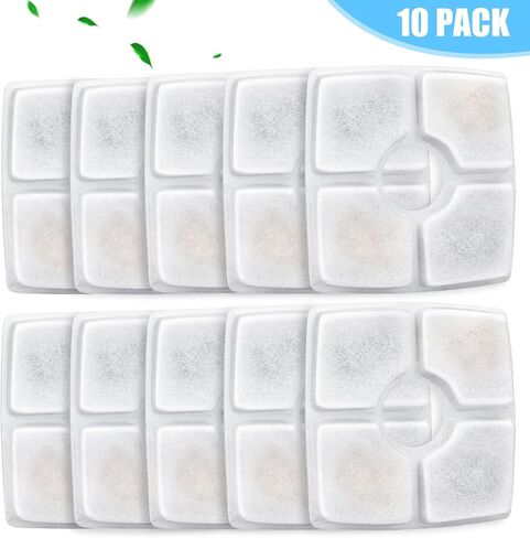 Cat Water Fountain Filter Replacement, 10 Pack Cat Fountain Filters Compatible with Top Square 84oz/2.5L Automatic Pet Fountain Dog Water Dispenser, 3 Filtration System Replacement Pet Filters in Saudi Arabia