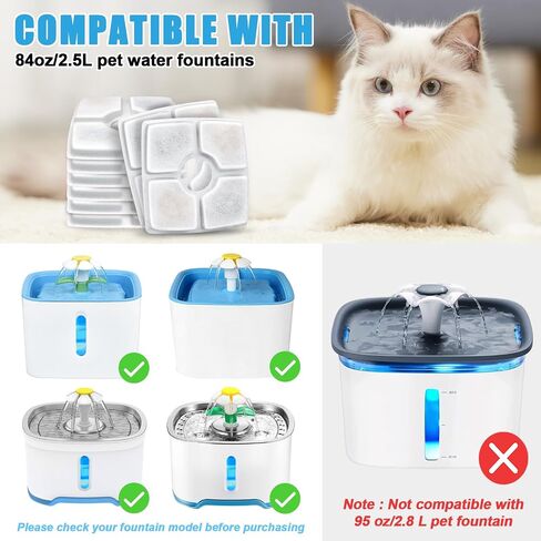 Cat Water Fountain Filter Replacement, 10 Pack Cat Fountain Filters Compatible with Top Square 84oz/2.5L Automatic Pet Fountain Dog Water Dispenser, 3 Filtration System Replacement Pet Filters in Saudi Arabia
