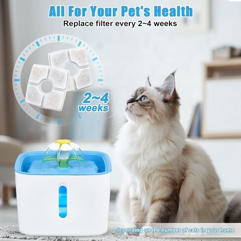 Cat Water Fountain Filter Replacement, 10 Pack Cat Fountain Filters Compatible with Top Square 84oz/2.5L Automatic Pet Fountain Dog Water Dispenser, 3 Filtration System Replacement Pet Filters in Saudi Arabia