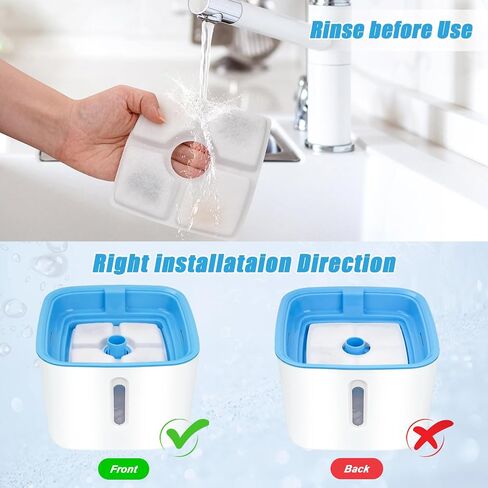 Cat Water Fountain Filter Replacement, 10 Pack Cat Fountain Filters Compatible with Top Square 84oz/2.5L Automatic Pet Fountain Dog Water Dispenser, 3 Filtration System Replacement Pet Filters in Saudi Arabia