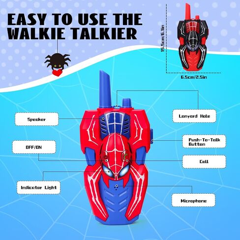 Kids Walkie Talkies Toys for 4 5 6 Years Old Boys,Spider Toys Gifts for 5 6 7 8 Year Old Boy Toddler Walkie Talkies with Lanyard for Outdoor Garden Play Toys Birthday Presents Gift for Boys Kids in Saudi Arabia