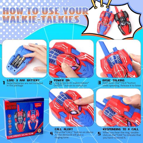 Kids Walkie Talkies Toys for 4 5 6 Years Old Boys,Spider Toys Gifts for 5 6 7 8 Year Old Boy Toddler Walkie Talkies with Lanyard for Outdoor Garden Play Toys Birthday Presents Gift for Boys Kids in Saudi Arabia