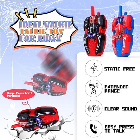 Kids Walkie Talkies Toys for 4 5 6 Years Old Boys,Spider Toys Gifts for 5 6 7 8 Year Old Boy Toddler Walkie Talkies with Lanyard for Outdoor Garden Play Toys Birthday Presents Gift for Boys Kids in Saudi Arabia