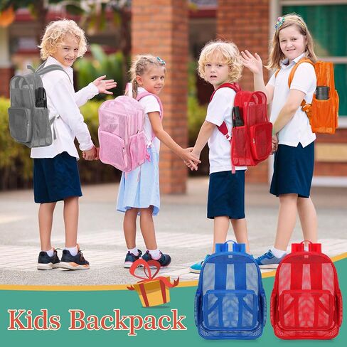 24 Pcs Mesh Backpack for Kids Bulk Heavy Duty Mesh Bookbags Large Mesh Backpack See Through Mesh Backpack with Padded Straps for Boys Girls Adults Travel Swimming Outdoor Sports in Saudi Arabia