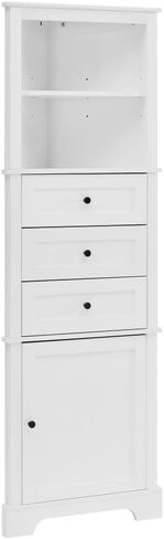 Triangle Tall Cabinet with 3 Drawers and Adjustable Shelves for Bathroom, Kitchen or Living Room, MDF Board with Painted Finish (White) in Kuwait