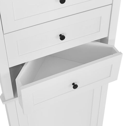 Triangle Tall Cabinet with 3 Drawers and Adjustable Shelves for Bathroom, Kitchen or Living Room, MDF Board with Painted Finish (White) in Kuwait