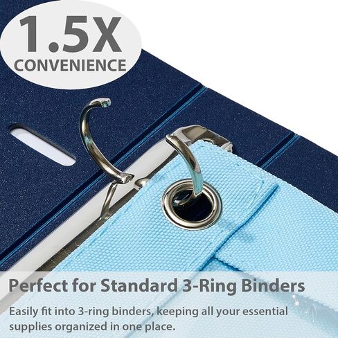 2 Pack Binder Pencil Pouch Case Box Bag for 3 Ring Binder School Supplies Girls Boys Kids, Clear Preppy Stuff Large Aesthetic Pen Organizer, Back to College Stationary, Sky Blue in Saudi Arabia