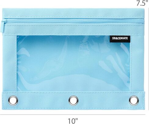 2 Pack Binder Pencil Pouch Case Box Bag for 3 Ring Binder School Supplies Girls Boys Kids, Clear Preppy Stuff Large Aesthetic Pen Organizer, Back to College Stationary, Sky Blue in Saudi Arabia