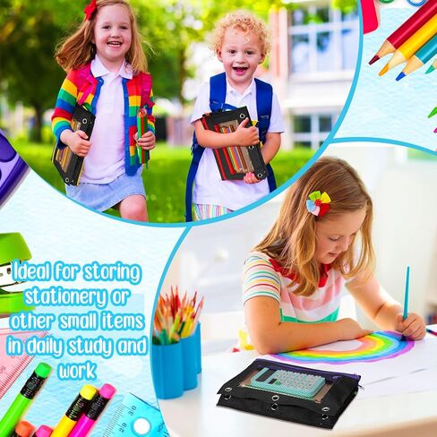 Zhehao 200 PCS Pencil Pouches for 3 Ring Binder ، Slk Zipper Pencil Pouch Case with Mesh Window Cloth Double Pocket 3 Hole Bag لتخزين لوازم المكاتب المدرسية in Saudi Arabia