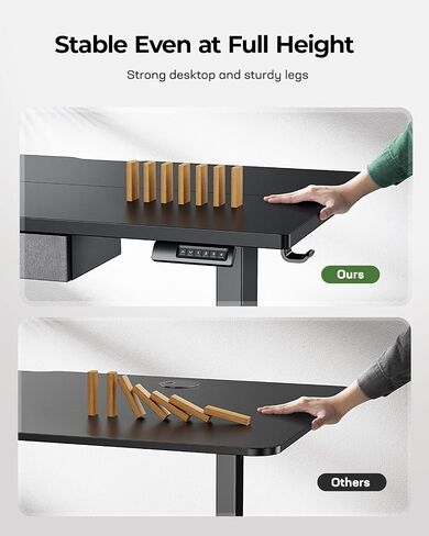 Marsail L-Shaped Executive Standing Desk with File Cabinet, 55" x 24" Electric Height Adjustable Stand up Desk, One-Whole Piece Desktop, Home Office Modern Computer Desk with 4 Memory Presets in Saudi Arabia