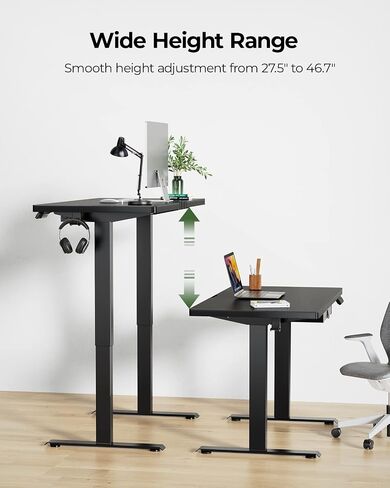 Marsail L-Shaped Executive Standing Desk with File Cabinet, 55" x 24" Electric Height Adjustable Stand up Desk, One-Whole Piece Desktop, Home Office Modern Computer Desk with 4 Memory Presets in Saudi Arabia
