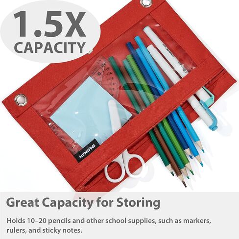 2 Pack Binder Pencil Pouch Case Box Bag for 3 Ring Binder School Supplies Girls Boys Kids, Clear Preppy Stuff Large Aesthetic Pen Organizer, Back to College Stationary, Sky Blue in Saudi Arabia