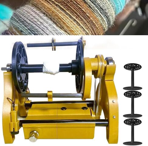12v Electric Household Mini Spinning Wheel Wool Spinning Fibre Spinning Wheel Forward/Reverse Switching | Portable Yarn Maker with 3 Spools,Black (Gold) in Saudi Arabia