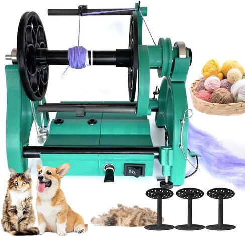 12v Electric Household Mini Spinning Wheel Wool Spinning Fibre Spinning Wheel Forward/Reverse Switching | Portable Yarn Maker with 3 Spools,Black (Gold) in Saudi Arabia
