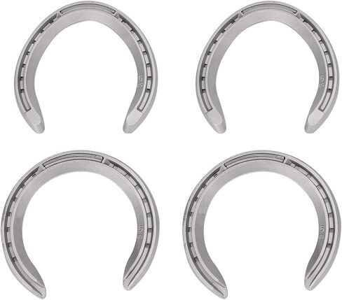 4Pcs Aluminium Alloy Horseshoe Kit for Horse Riding, Durably Horse Shoe Set with Slip and Features, Suitable for Horses with Activity or Working on Hard Ground (4) in Saudi Arabia