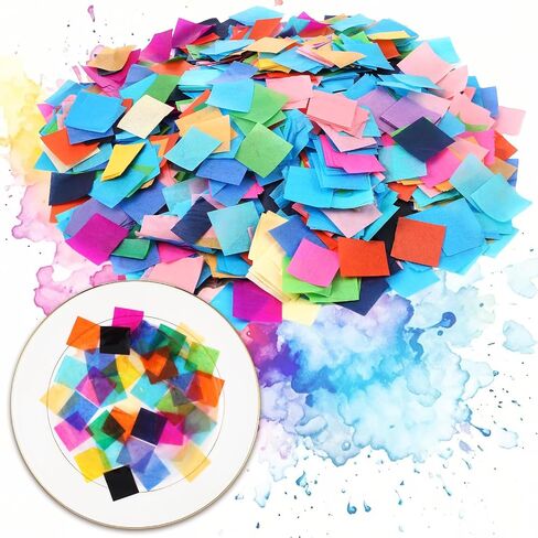 AmazingSpark 7200 Pcs Bleeding Tissue Paper 1 Inch Watercolor Bleeding Paper for Art Wet Strength Tissue for DIY Projects Scrapbooking Greeting Cards, 20 Assorted Colors(Square) in Saudi Arabia