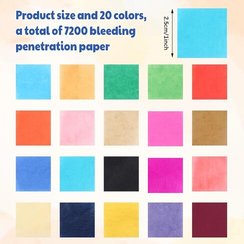 AmazingSpark 7200 Pcs Bleeding Tissue Paper 1 Inch Watercolor Bleeding Paper for Art Wet Strength Tissue for DIY Projects Scrapbooking Greeting Cards, 20 Assorted Colors(Square) in Saudi Arabia