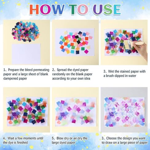 AmazingSpark 7200 Pcs Bleeding Tissue Paper 1 Inch Watercolor Bleeding Paper for Art Wet Strength Tissue for DIY Projects Scrapbooking Greeting Cards, 20 Assorted Colors(Square) in Saudi Arabia
