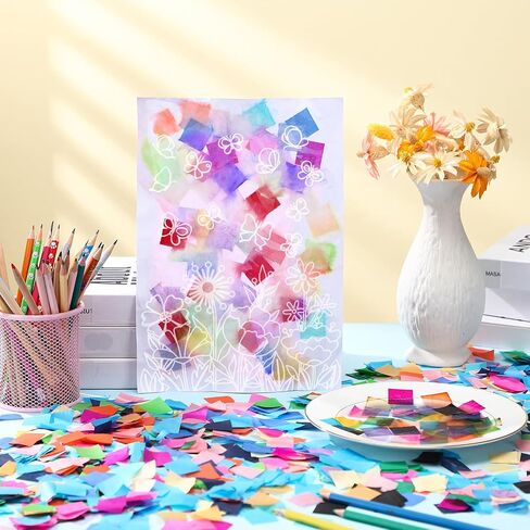 AmazingSpark 7200 Pcs Bleeding Tissue Paper 1 Inch Watercolor Bleeding Paper for Art Wet Strength Tissue for DIY Projects Scrapbooking Greeting Cards, 20 Assorted Colors(Square) in Saudi Arabia