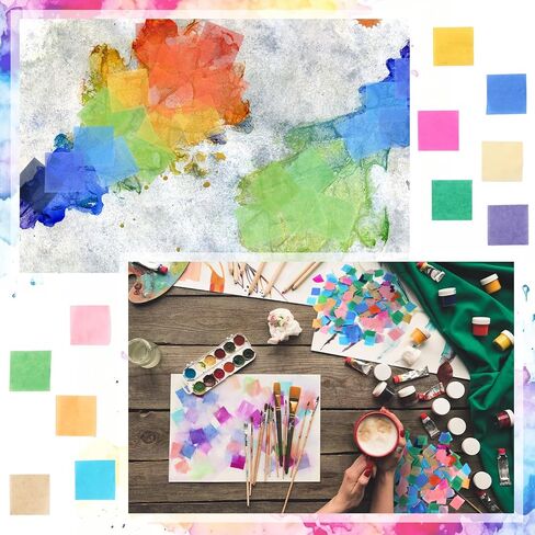 AmazingSpark 7200 Pcs Bleeding Tissue Paper 1 Inch Watercolor Bleeding Paper for Art Wet Strength Tissue for DIY Projects Scrapbooking Greeting Cards, 20 Assorted Colors(Square) in Saudi Arabia